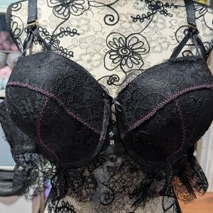 * 2 For $35 * Ashley Graham Black and Purple Lace Push Up Bra
